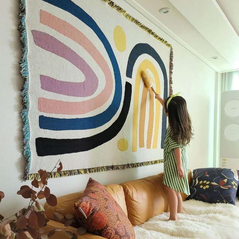 Boho Throw Blanket Fringe - Cobertor de algodão grosso têxtil city