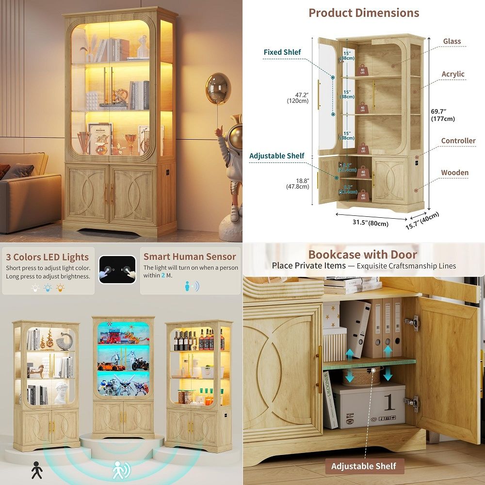 Storage & Organization - Armário Expositor com Portas de Vidro