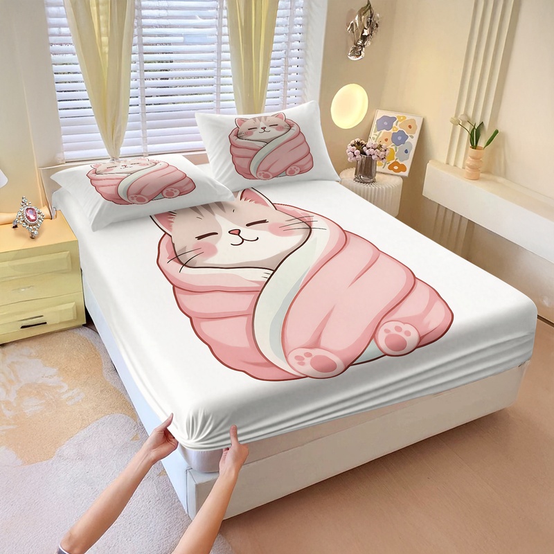 Fitted Bed Sheets Deep Pocket - Conjunto de Lençóis Ajustáveis com Estampa