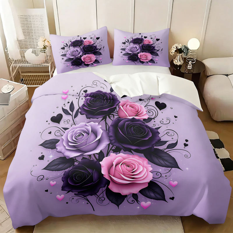 Aesthetic Floral Duvet Cover - Conjunto de Capa de Edredom Coração