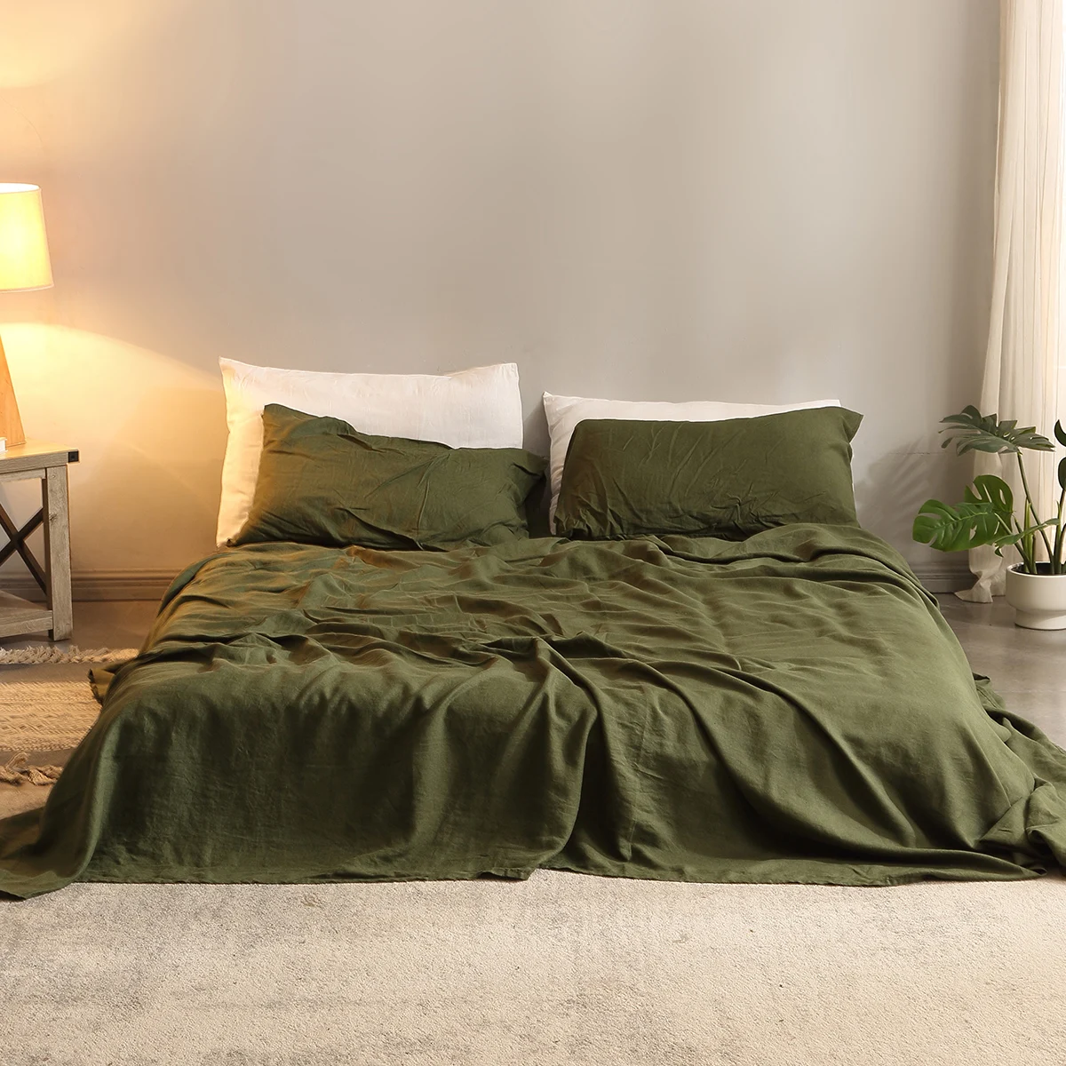 Fitted Bed Sheets Deep Pocket - Conjunto de cama puro linho, 1
