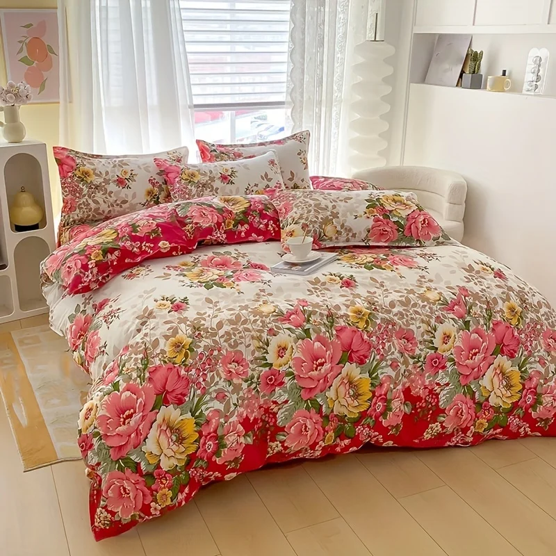 Duvet Cover Sets With Zipper - Conjunto de capa de edredom floral