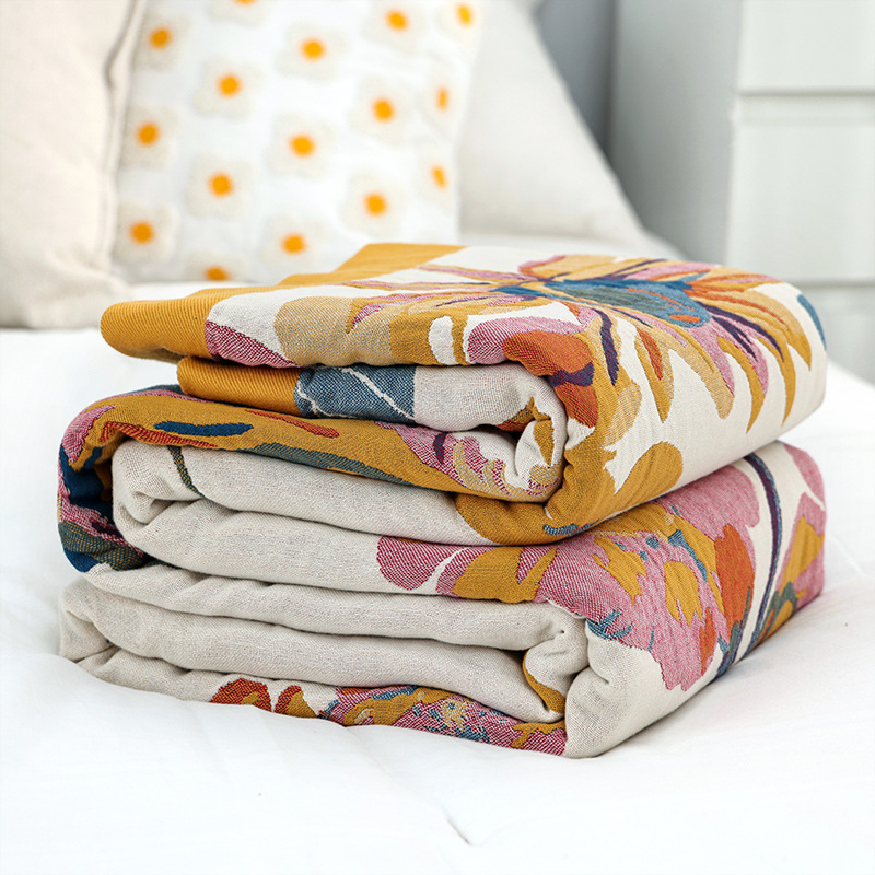 Muslin Cotton Bedspread - Cobertor de algodão simples com musselina