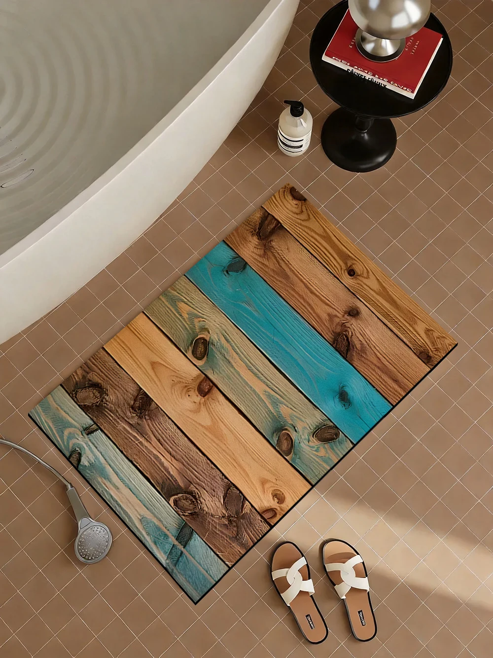 Quick Dry Diatomite Bath Mat - Tapete de Banheiro Vintage de Madeira