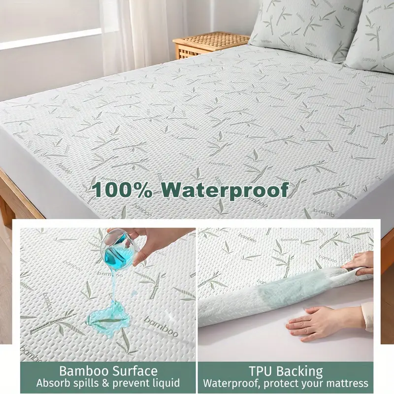 1pc protetor de colchão de bam - Waterproof Mattress Protector Breathable avaliação e preço