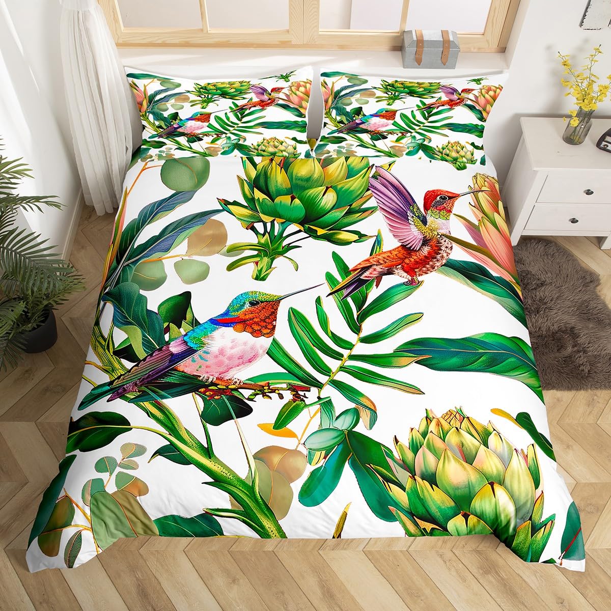 Beija-flor conjunto de cama lu - Aesthetic Floral Duvet Cover avaliação e preço