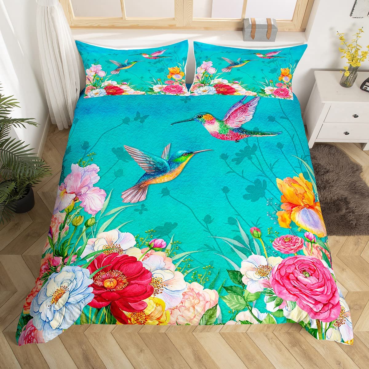 Beija-flor conjunto de cama lu - Aesthetic Floral Duvet Cover avaliação e preço