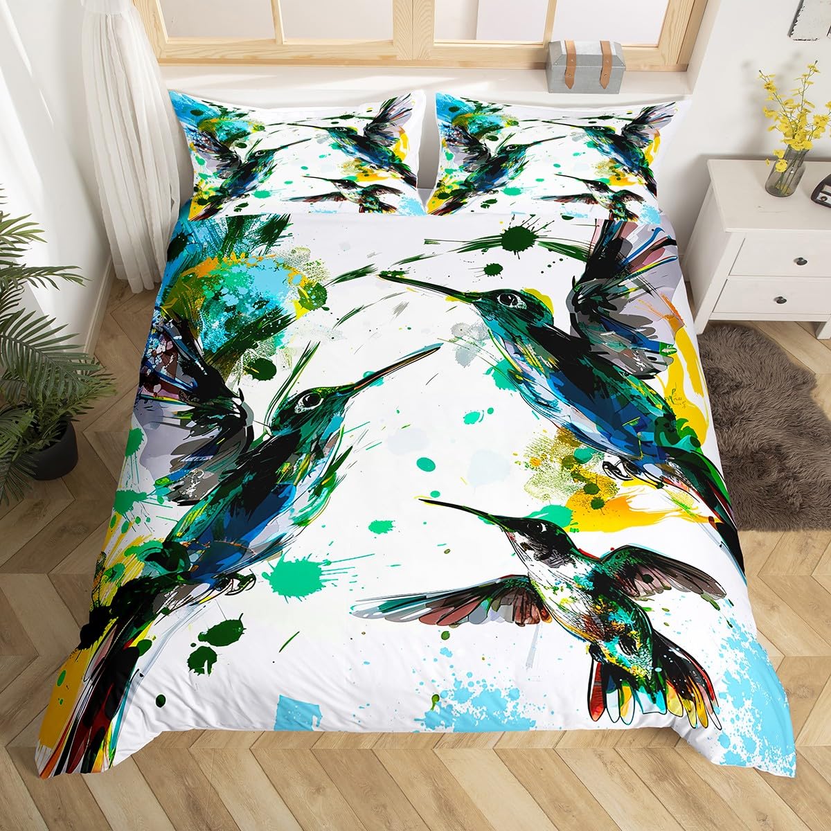 Beija-flor conjunto de cama lu - Aesthetic Floral Duvet Cover avaliação e preço