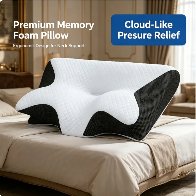 Travesseiro Cervical de Espuma - Memory Foam Orthopedic Pillow Neck Pain avaliação e preço