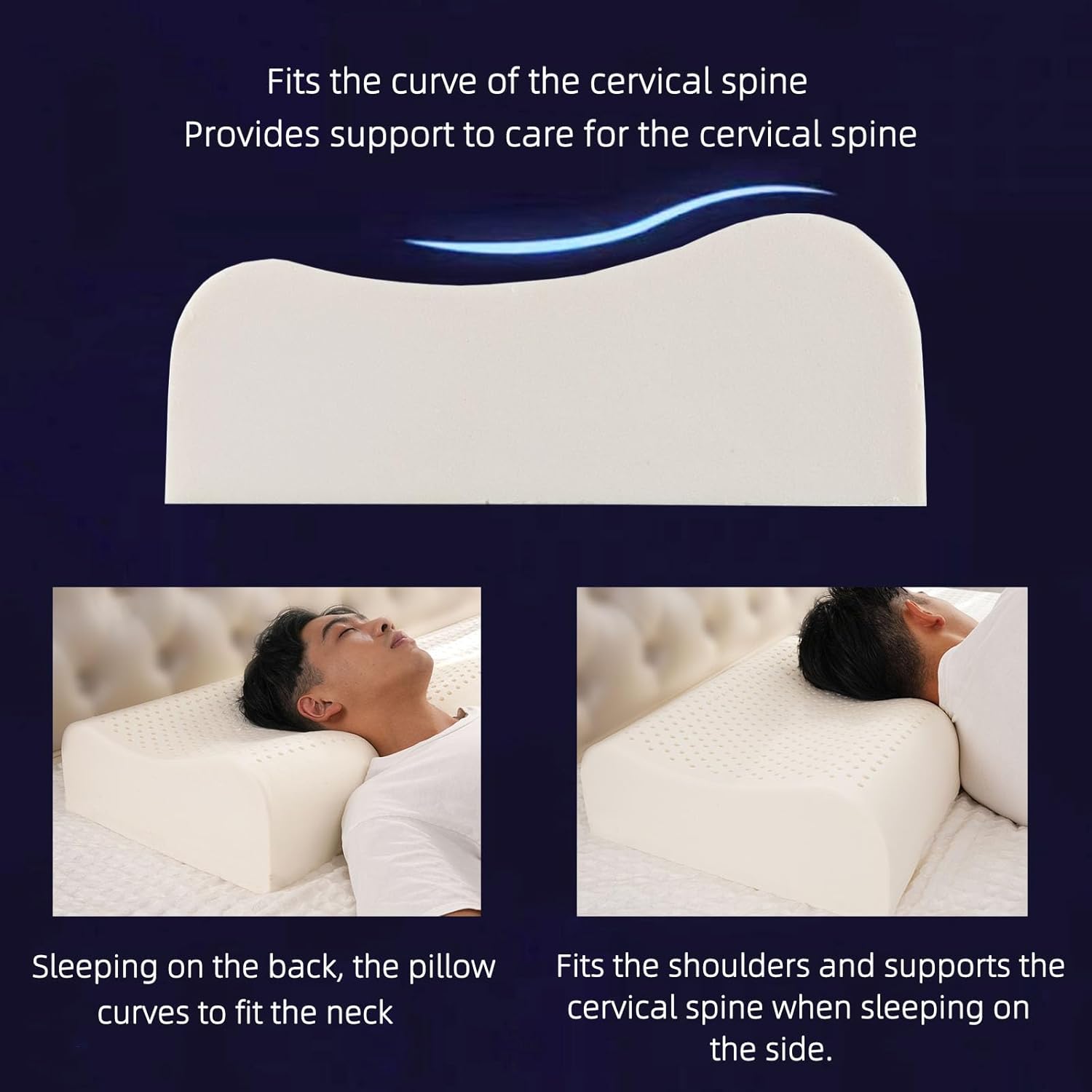 Travesseiro de látex natural t - Memory Foam Orthopedic Pillow Neck Pain avaliação e preço