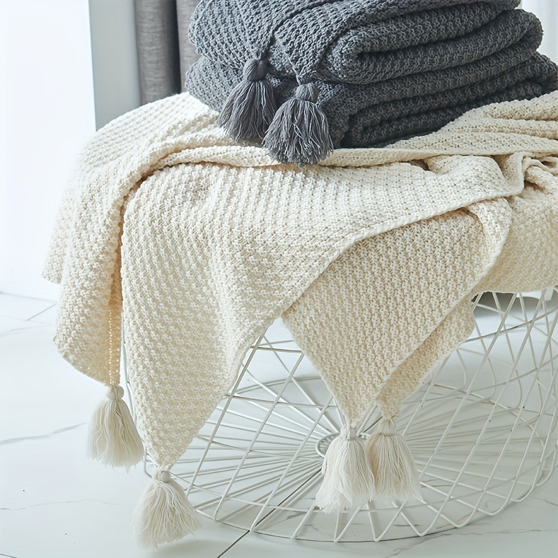 Cobertor Decorativo de Tricô B - Boho Throw Blanket Fringe avaliação e preço