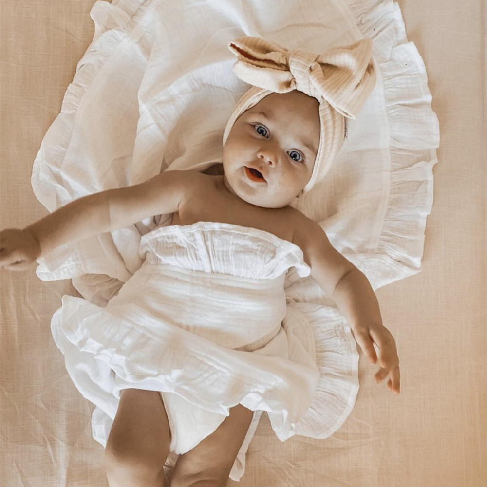 Ins babados musselina bebê swa - Muslin Cotton Bedspread avaliação e preço